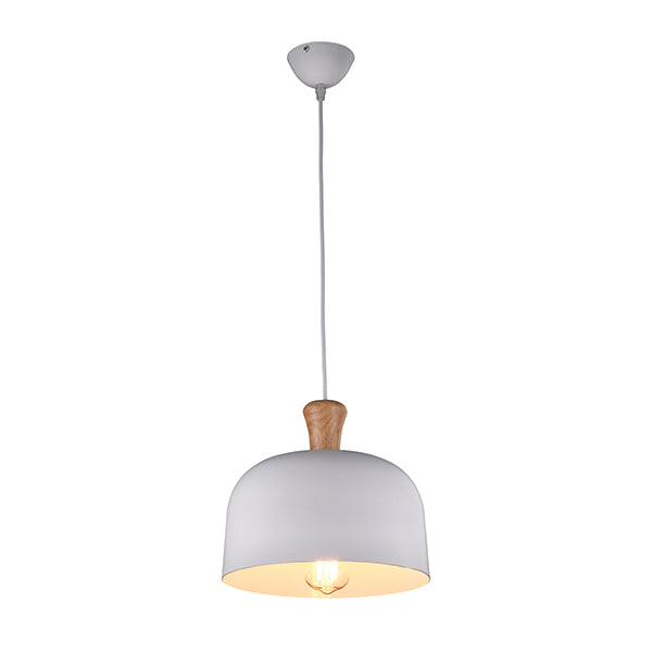 Lámpara colgante Aimur Smooth blanco y madera