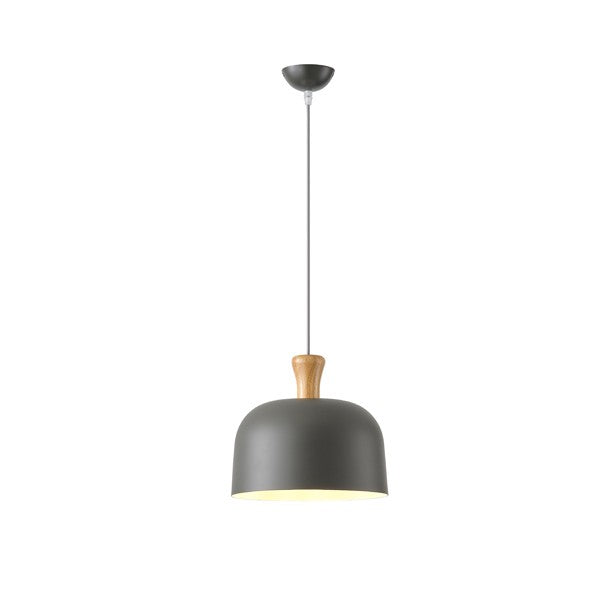 Lámpara colgante Aimur Smooth gris y madera