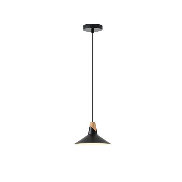 Lámpara colgante Aimur Chroma negro y madera