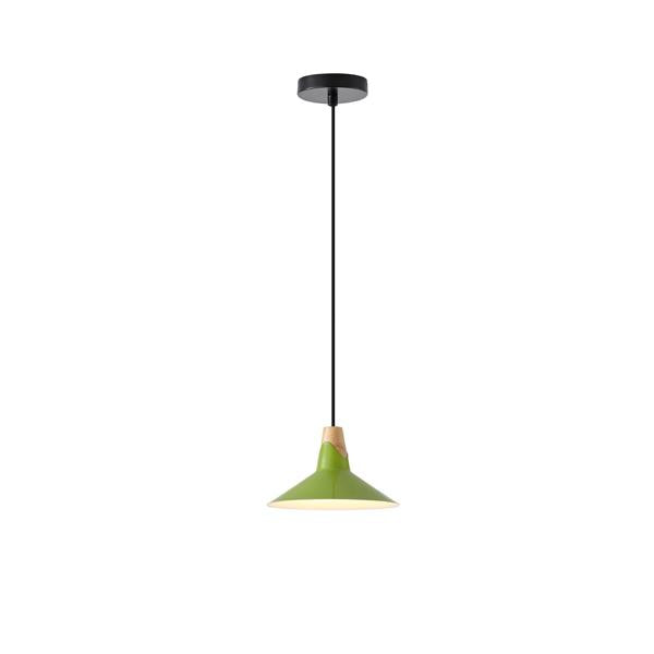 Lámpara colgante Aimur Chroma verde y madera