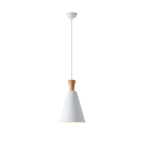 Lámpara colgante Aimur Opaco blanco y madera