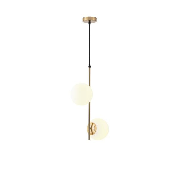 Lámpara colgante Aimur Orba blanco y cobre de 2 luces