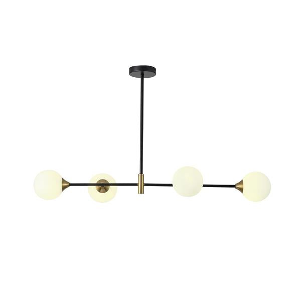 Lámpara colgante Aimur Pools negro mate y latón de 4 luces