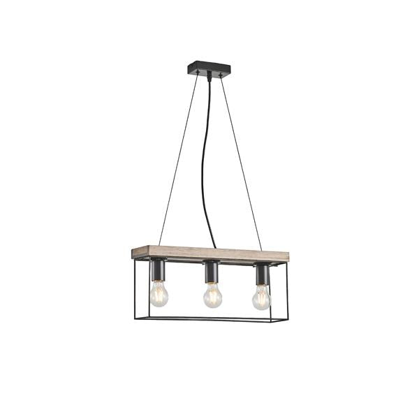 Lámpara colgante Aimur Multipla negro y marrón de 3 luces