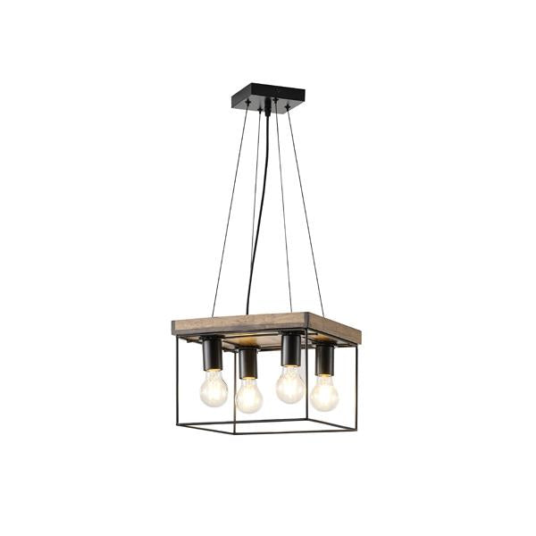 Lámpara colgante Aimur Multipla negro y marrón cuadrada de 4 luces