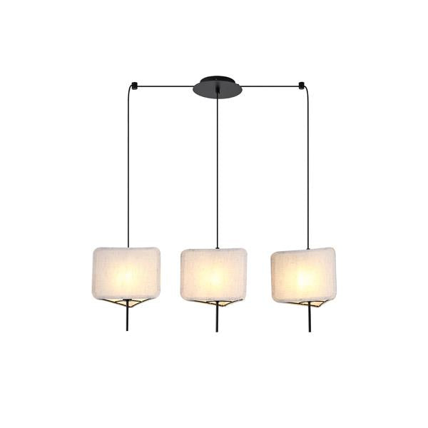 Lámpara colgante Aimur Toscany 3 luces tela beige