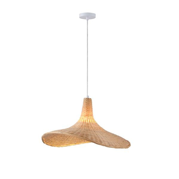 Lámpara colgante Aimur Visor bambú natural sombrero