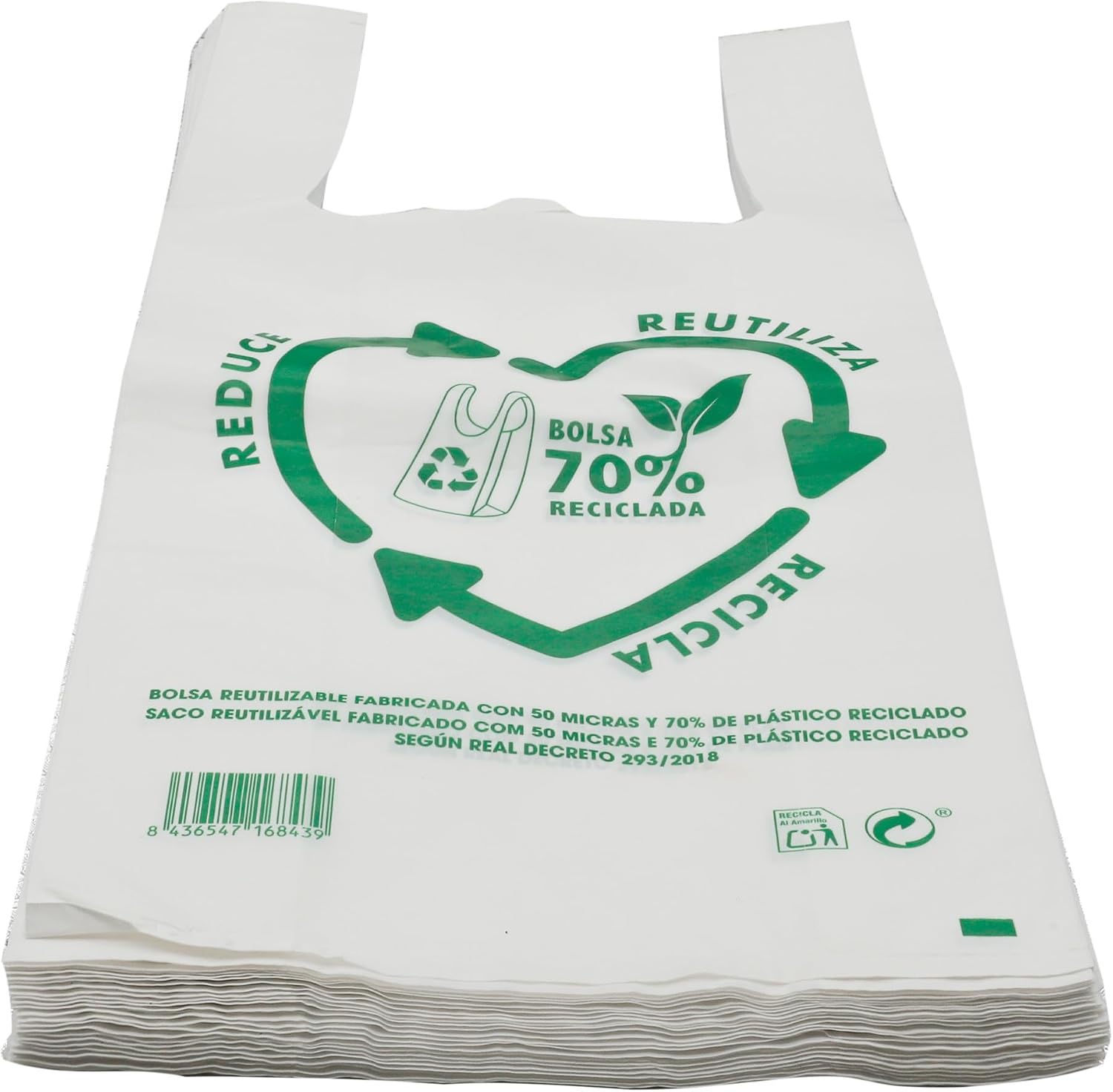 Bolsa camiseta blanca g200 100 % reciclada Ref. BC3543B