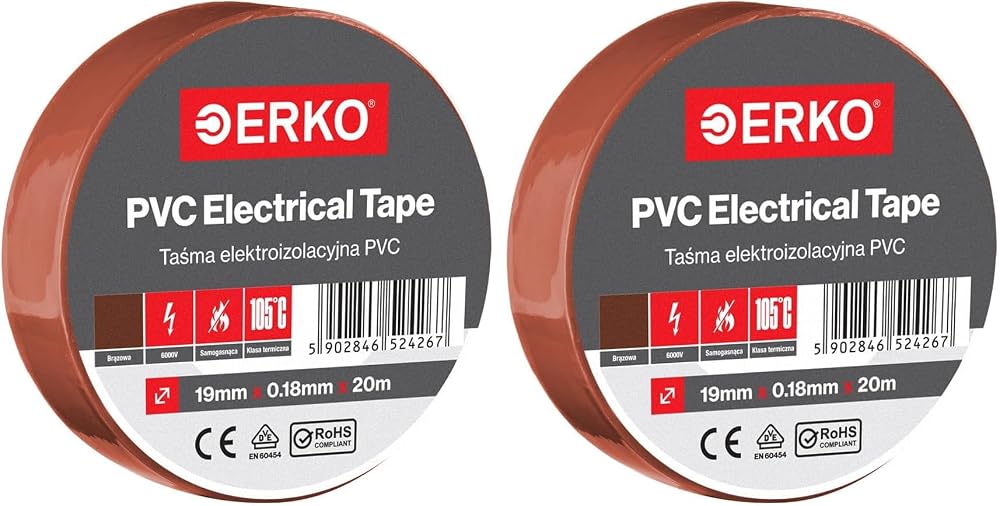 Cinta aislante de PVC marrón de 19 mm x 20 m