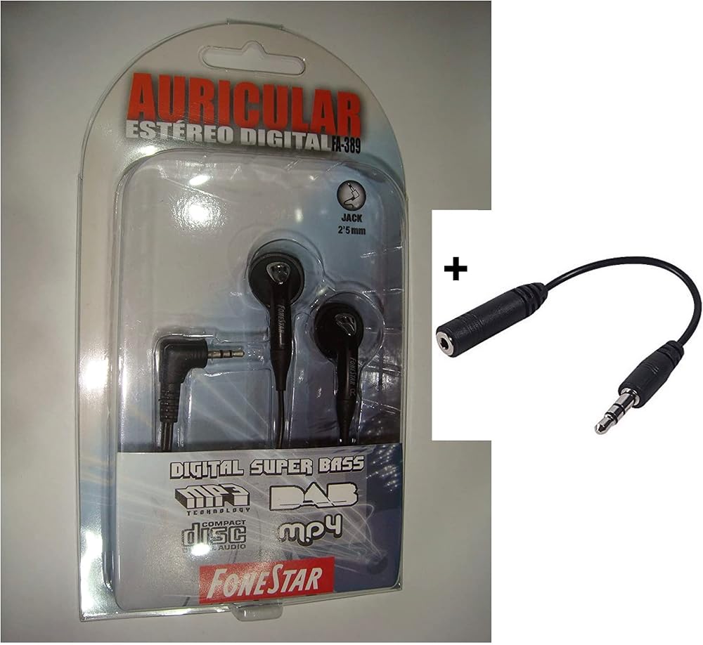 Auricular estéreo de botón con jack de 2,5 y 3,5 mm
