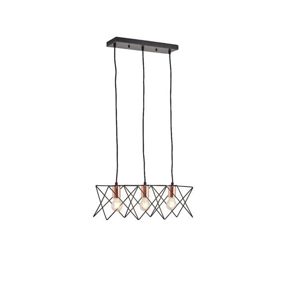 Lámpara colgante Aimur Brawck 3 luces lineal negra