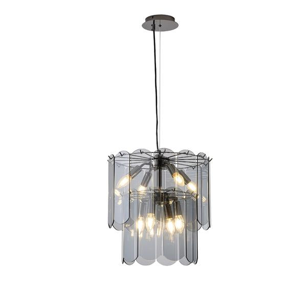 Lámpara colgante Aimur Mira 8 luces negro cromo