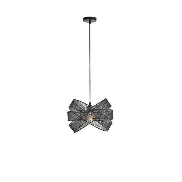 Lámpara colgante Aimur Oggi anillos de malla negro Ø350 mm