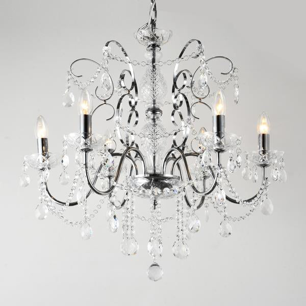 Lámpara de araña Aimur Heir plata 6 luces