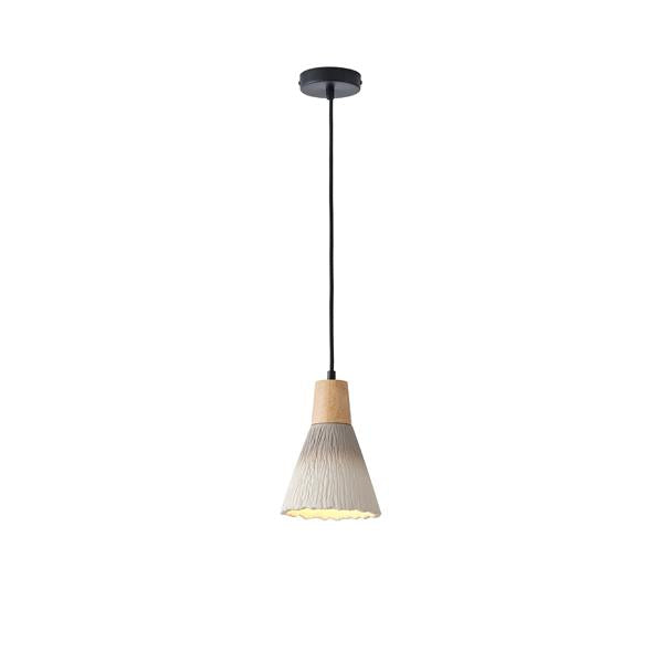 Lámpara colgante Aimur Gesso caqui y madera Ø160 mm