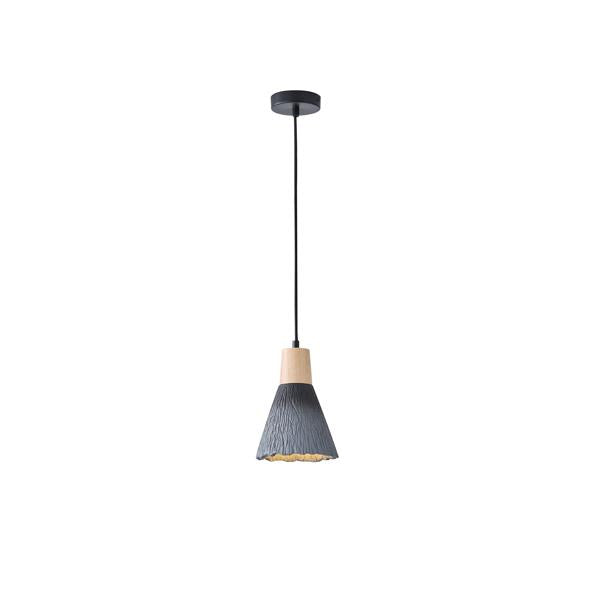 Lámpara colgante Aimur Gesso negro y madera Ø160 mm