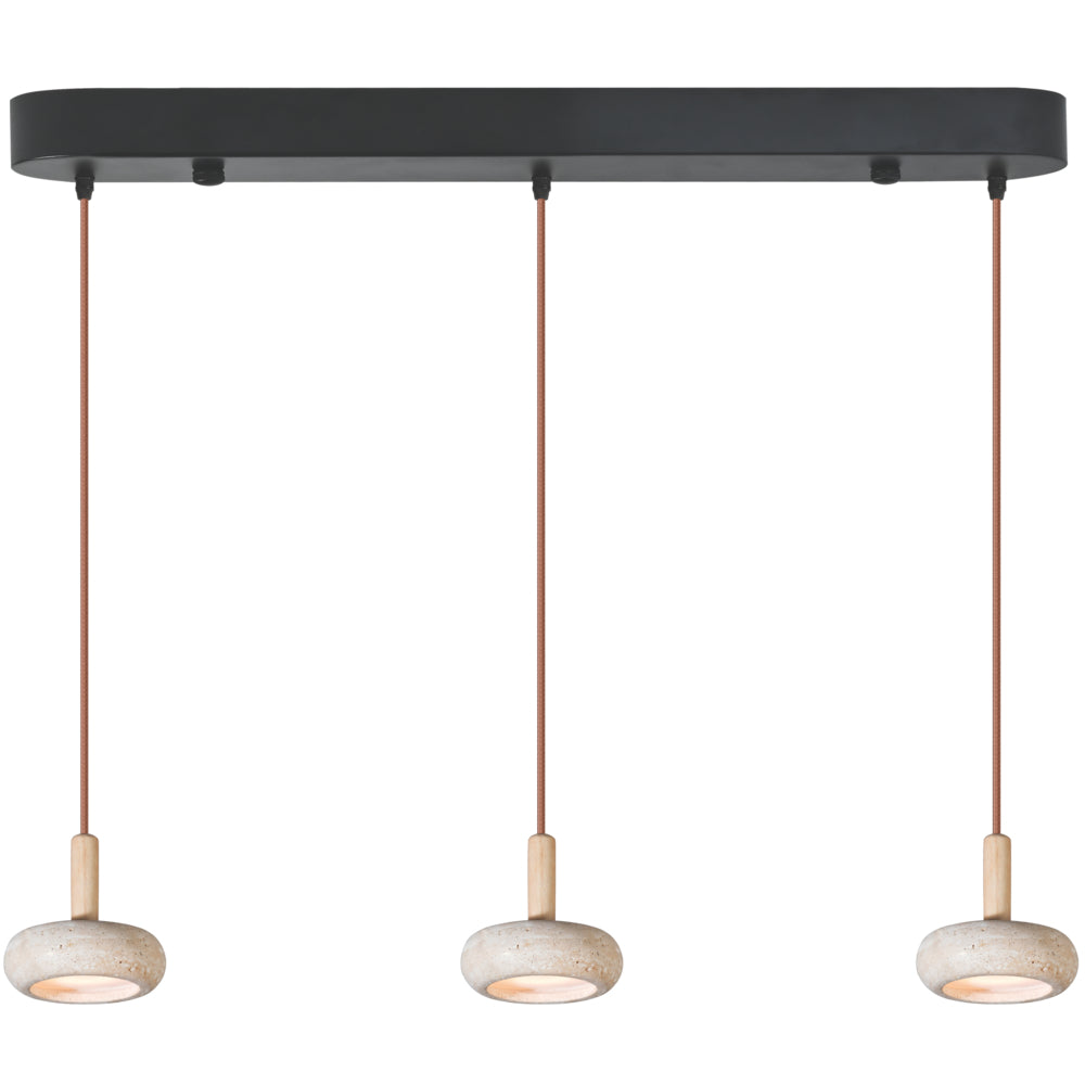 Lámpara colgante LED Aimur Lito 3 luces travertino