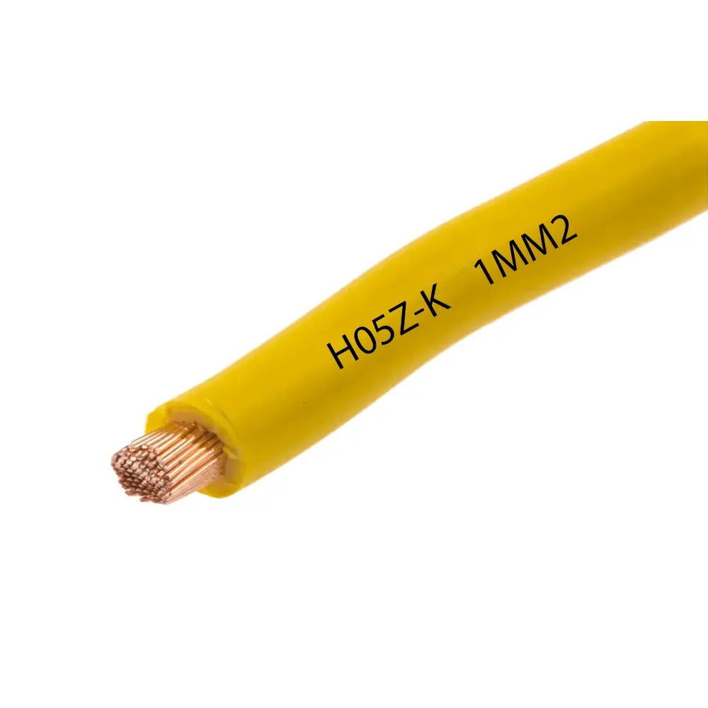 Rollo de cable H05Z1-K (AS) de 1 mm² color amarillo