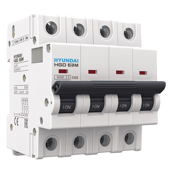 Interruptor magnetotérmico Hyundai HGD63-M de 4 polos