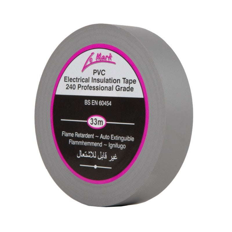 Cinta aislante de PVC gris de 33 m x 19 mm