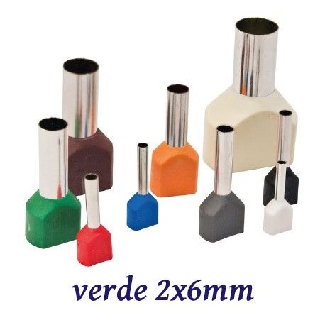 Puntera doble aislada 2x6 mm² verde