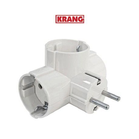 Enchufe triple Schuko 16 A con salida lateral Krang