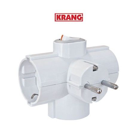 Enchufe triple Schuko con interruptor Krang